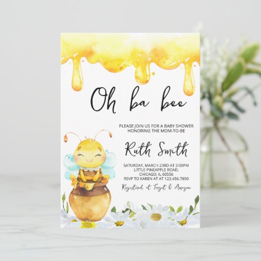 Oh BaBee Baby shower Kaart (Staand voorkant)