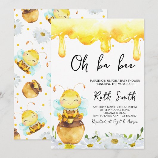 Oh BaBee Baby shower Kaart (Voorkant / Achterkant)