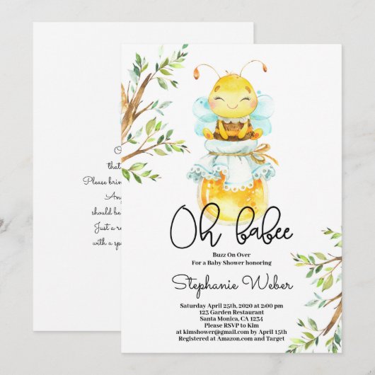 Oh babee Baby shower Kaart (Voorkant / Achterkant)