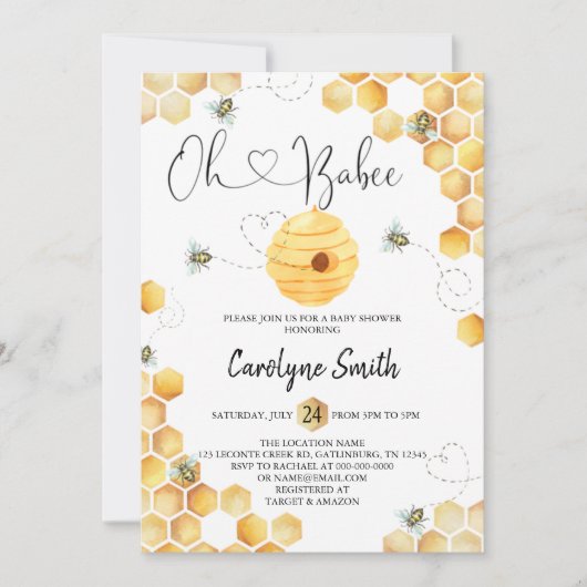 Oh Babee Baby shower Uitnodiging (Voorkant)