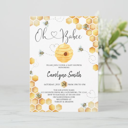 Oh Babee Baby shower Uitnodiging (Staand voorkant)