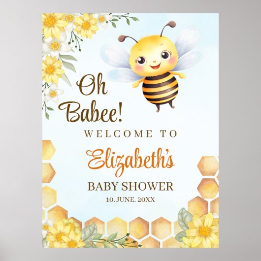 Oh Babee, Baby shower with Wild bee Poster (Voorkant)