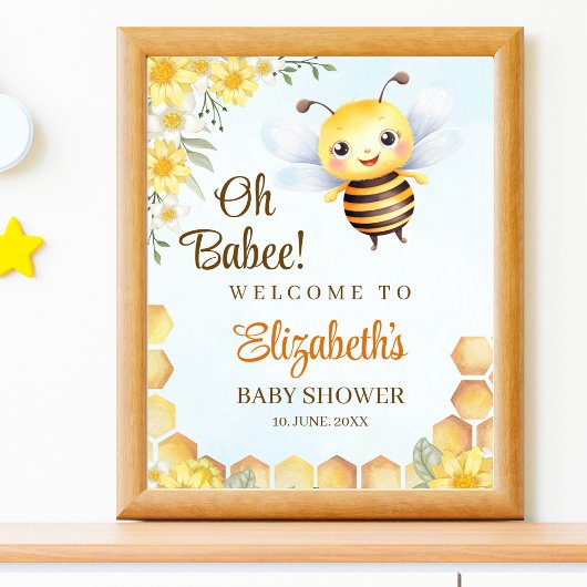 Oh Babee, Baby shower with Wild bee Poster