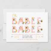 Oh Babee Baby Yellow Twin Baby shower Uitnodiging (Voorkant)