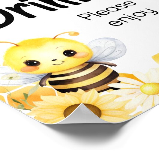 Oh Babee Bee Baby shower Drinken Poster (Hoek)