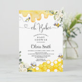 Oh BaBee Bee Baby shower Invitation Kaart (Staand voorkant)