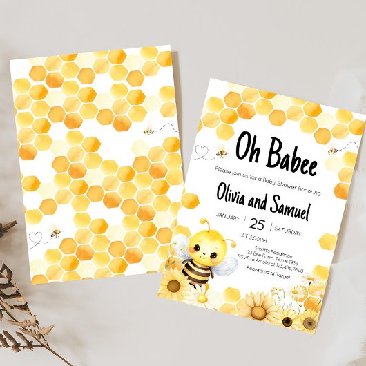 Oh Babee Bee Baby shower Kaart