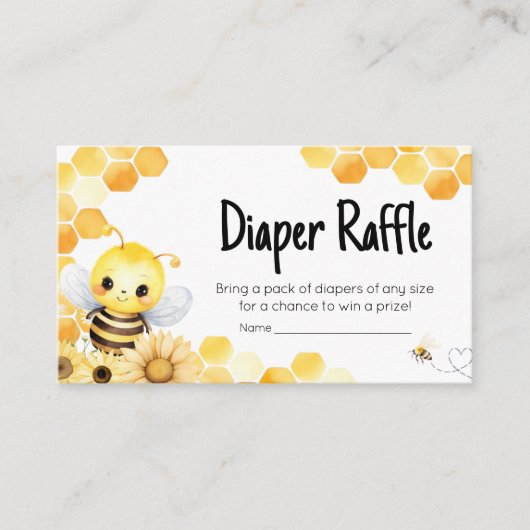 Oh Babee Bee Baby shower Luier Raffle Informatiekaartje (Voorkant)