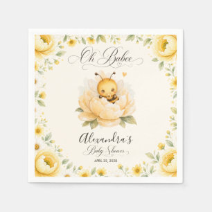 Oh Babee Bee Bloemengeel Waterverf Baby Shower Servet