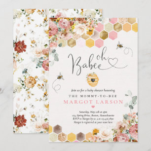 Oh Babee Bee Boho Wildflower Baby shower Kaart