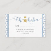 Oh Babee Bee Crown Blue Gold Baby Diaper Raffle Visitekaartje (Achterkant)