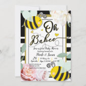 Oh BaBEE Bee Floral Geel Goud Baby shower Kaart (Voorkant)