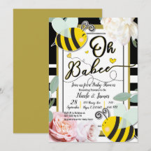 Oh BaBEE Bee Floral Geel Goud Baby shower