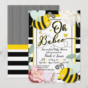 Oh BaBEE Bij Florale Chic Gele Baby Shower Kaart