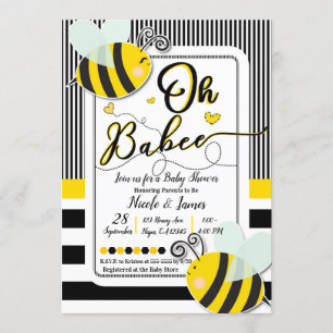 Oh BaBEE bije Modern Chic Striped Baby shower Kaart