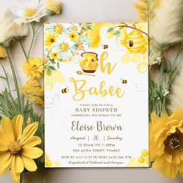 Oh Babee Bijen Bloemen Genderneutraal Baby shower Kaart