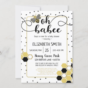 Oh Babee Bumblebee Gold Glitter Black Baby shower Kaart