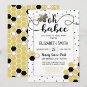 Oh Babee Bumblebee Gold Glitter Zwart Baby shower Kaart (Voorkant / Achterkant)