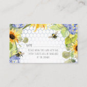 Oh Babee Bumblebee Sunflower Baby Diaper Raffle Visitekaartje (Achterkant)