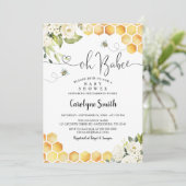 Oh BaBee Geslachtsonzijdige baby shower uitnodigin Kaart (Staand voorkant)