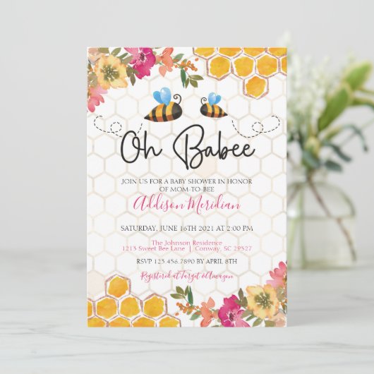 Oh Babee Girl Shower Kaart (Staand voorkant)