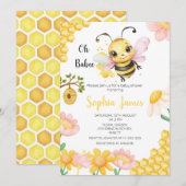 Oh Babee Honey Bee Girl Baby shower Kaart (Voorkant / Achterkant)