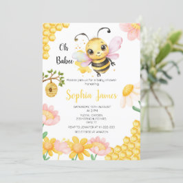 Oh Babee Honey Bee Girl Baby shower Kaart