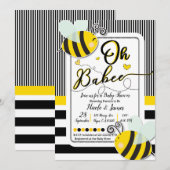 Oh BaBEE Modern Chic Gestreept Baby shower Kaart (Voorkant / Achterkant)