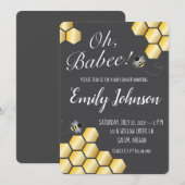 Oh Babee! Uitnodiging voor Baby shower met bijenth (Voorkant / Achterkant)