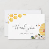 Oh Babee Waterverf Geel Floral Baby shower  Bedankkaart (Voorkant)