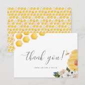 Oh Babee Waterverf Geel Floral Baby shower  Bedankkaart (Voorkant / Achterkant)