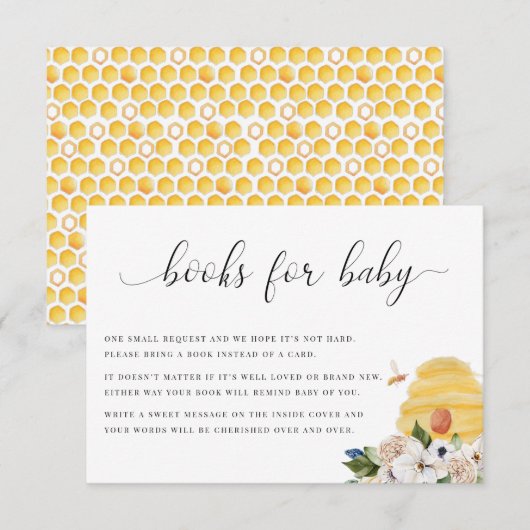 Oh Babee Yellow bee Floral Books for Baby card Bedankkaart (Voorkant / Achterkant)