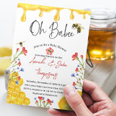 Oh Babee Yellow Bee Threatal Floral Baby shower Kaart