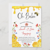 Oh Babee Yellow Bee Threatal Floral Baby shower Kaart (Voorkant)