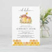 Oh Babee Yellow Waterverf Bumble Bee Floral Kaart (Staand voorkant)