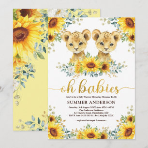 Oh Babies   Baby shower van lion Twins Sunflower Kaart