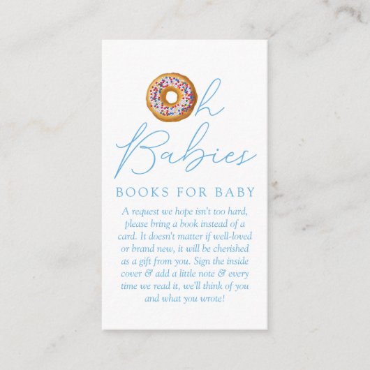 Oh Babies Donut Sprinkle Baby shower Book Request Informatiekaartje (Voorkant)