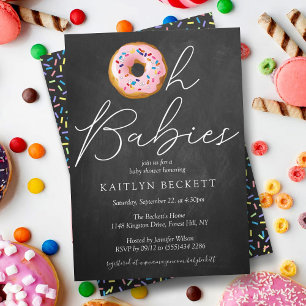 Oh Babies Donut Sprinkle Twin Baby shower Kaart