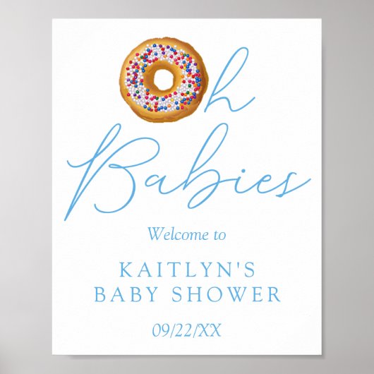 Oh Babies Donut Sprinkle Twin Baby shower Welkom Poster (Voorkant)