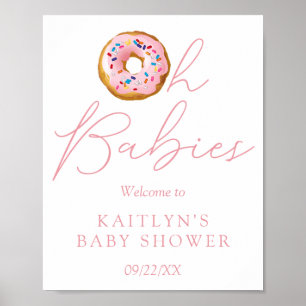 Oh Babies Donut Sprinkle Twin Baby shower Welkom Poster