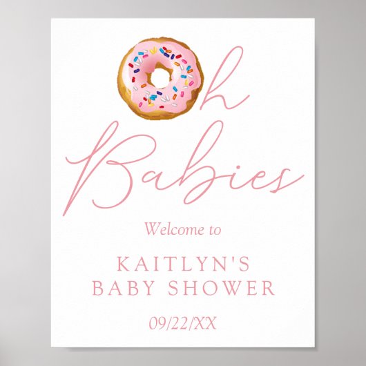 Oh Babies Donut Sprinkle Twin Baby shower Welkom Poster (Voorkant)