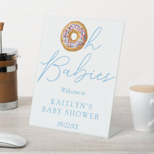 Oh Babies Donut Sprinkle Twin Baby shower Welkom Reclamebord Met Voetstuk