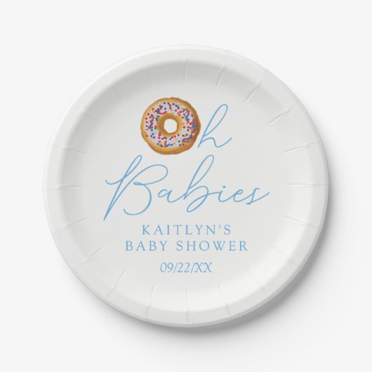 Oh Babies Donut Sprinkle Twin Boys Baby shower Papieren Bordje (Voorkant)