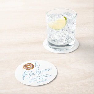 Oh Babies Donut Sprinkle Twin Boys Baby shower Ronde Kartonnen Onderzetter