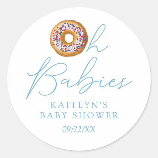 Oh Babies Donut Sprinkle Twin Boys Baby shower Ronde Sticker (Voorkant)