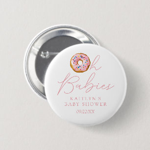 Oh Babies Donut Sprinkle Twin Girls Baby shower Ronde Button 5,7 Cm