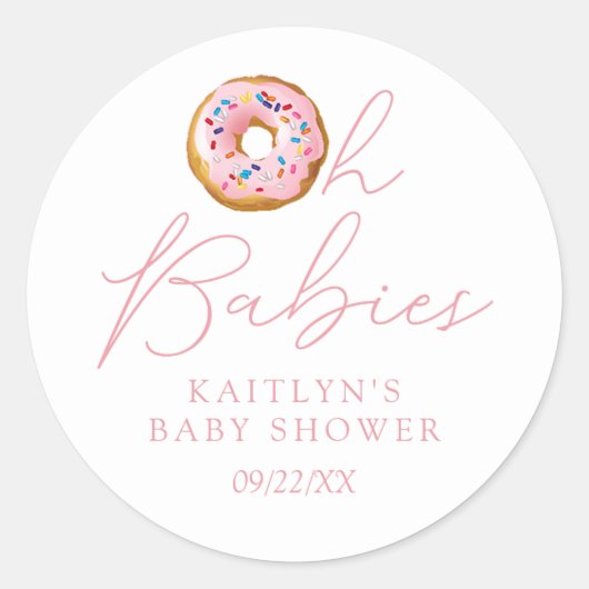 Oh Babies Donut Sprinkle Twin Girls Baby shower Ronde Sticker (Voorkant)