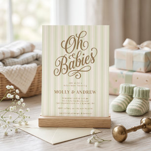 Oh Babies Groene Gestreepte Tweeling Baby Shower Kaart