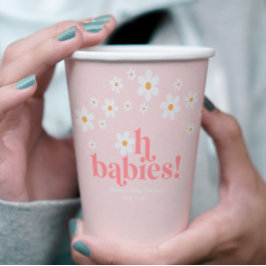 Oh Babies Retro Daisy Roze Baby Shower Papieren Bekers