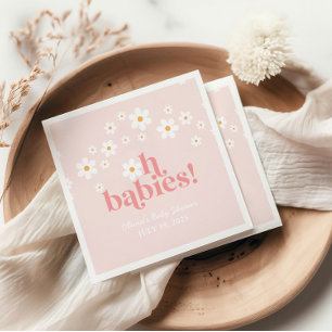 Oh Babies Retro Daisy Roze boho Baby Shower Servet